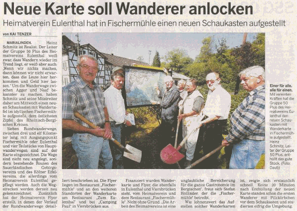 Bericht Schaukasten Fischerm&uuml;hle BLZ